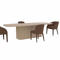 Modern Minimalist Table And Chair Set With Wooden Top And Fabric Seats