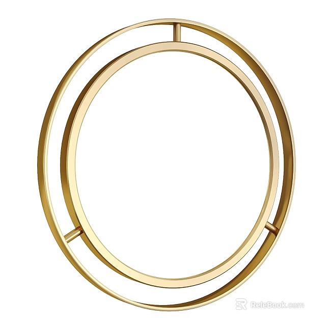 Gold Round Mirror With Double Ring Frame For Modern Home Decor 3d model 