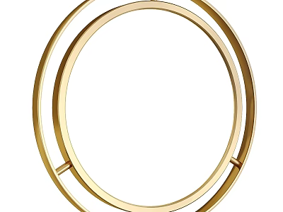 Gold Round Mirror With Double Ring Frame For Modern Home Decor 3d model