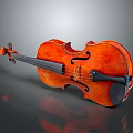 Classical Wooden Violin with Glossy Texture and Reflective Surface on Gray Background 3d model