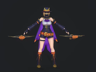 Modern game female warrior game female assassin anime character cartoon woman 3d model