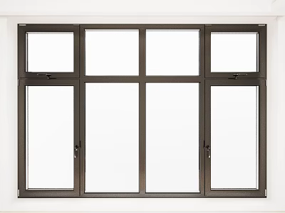 Modern Casement Windows With Dark Frame Multiple Panes Home Interior Design 3d model