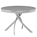 Modern Round Dining Table With Marble Top And Crossed Metal Legs Design