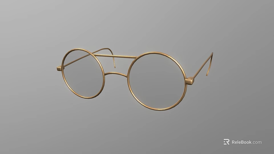 Elegant Golden Round Frame Glasses Fashion Jewelry Accessory With Sleek Design 3d model 