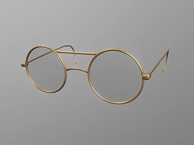 Elegant Golden Round Frame Glasses Fashion Jewelry Accessory With Sleek Design 3d model
