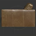 Modern Brown Leather Sofa With Metal Legs And Shiny Surface In Black Background