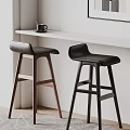 Modern Leather Bar Stools With Sleek Design And Contrasting Frame Colors 3d model