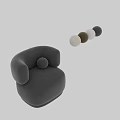 Light Brown Velvet Single Sofa With Round Armrest And Small Ball Decoration Modern Minimalist