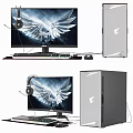 Modern computer monitor host chassis keyboard mouse 3d model