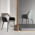 Modern Leather Dining Chairs With Slim Black Legs In Minimalist Interior Design