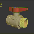 Industrial Ball Valve With Red Handle Silver Body And Golden Connector