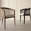 Modern Leisure Chairs With Brown And Black Wooden Frames Curved Armrests Mesh Backrests Upholstered Seats