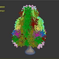 Cartoon Scene Of Green Flower Shaped Tree With Brown Trunk On Gray Background