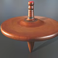 Brown Wooden Top With Round Base Pointed Bottom And Red Tip 3d model