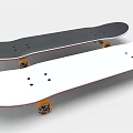 High Quality Skateboard Sports Equipment With Black White Deck And Orange Wheels 3d model