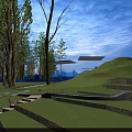 Modern Multi Storey Hotel Building With Terraced Greenery And Warm Lighting At Twilight