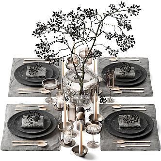 Modern Tableware Dining Table Ornaments Restaurant Tableware Decorations Vase 3d model