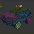 Futuristic Armored Military Vehicle With Top Mounted Turret Green Camouflage Large Wheels