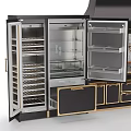 Luxurious Modern Kitchen Cabinets With Black Finish Gold Accents And Glass Door Design
