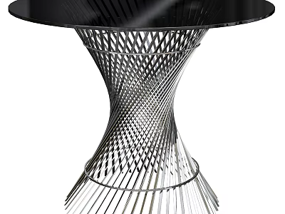 Sleek Modern Dining Table With Black Tabletop And Spiral Metal Lattice Base 3d model