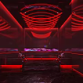 Modern KTV Interior Design With Red Neon Lights And Stylish Sofa Setup 3d model