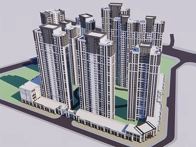 Modern High Rise Residential Buildings Exterior Design With Green Landscape And Urban View 3d model