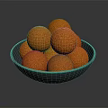 Crispy Orange Food Balls Served in Black Bowl with Crumbly Surface Texture