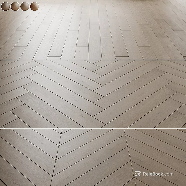 Stylish Hardwood Flooring With Various Installation Patterns 3d model 