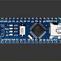 Blue Printed Circuit Board With Microcontroller Chip USB Port And Components 3d model