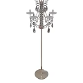 Tech Exhibition Hall Interior Featuring Floor Lamp With Multiple Disc Shades Crystal Decorations And Metal Stand