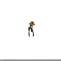 Anime Style Female Doll With Golden Curly Hair Red Bow Green Top And Brown Shorts