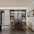 Modern Living Dining Room With Beige Sofa Coffee Table TV Round Decorative Painting And Plant