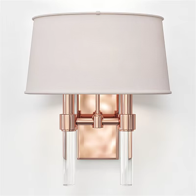 Modern Elegant Wall Lamp With Beige Fabric Shade Rose Gold Metal And Clear Glass 3d model