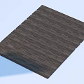 Dark Brown Wood Grain Rectangular Mat With Regular Texture On Light Blue Background 3d model