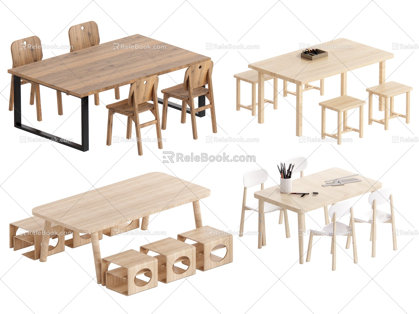 Modern Children's Desk and Chair Children's Learning Desk and Chair 3d model