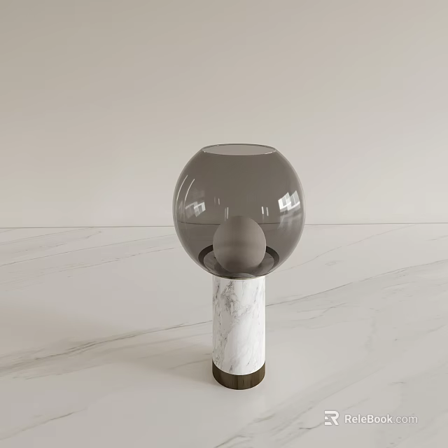 Modern Transparent Spherical Table Lamp With Marble Base And Inner Sphere 3d model