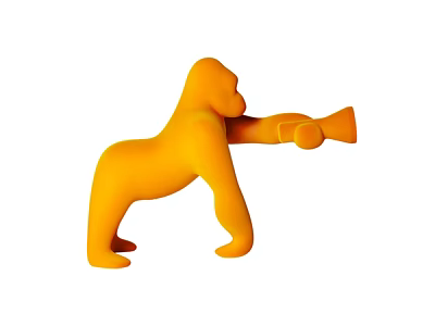 Orange Gorilla Figurine With Trumpet Decorative Ornament Set For Home Decor 3d model