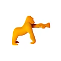 Orange Gorilla Figurine With Trumpet Decorative Ornament Set For Home Decor