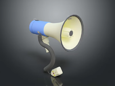 Blue And White Computer Peripheral Speaker With Curved Cable And Plug Feature 3d model