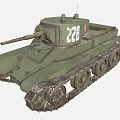 Green Military Tank With 228 Number On Turret And Metal Tracks