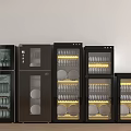 Modern Black Glass Door Kitchen Appliances For Wine Glass And Bottle Storage