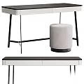 Modern Dressing Table With Drawers And Matching Upholstered Stool Design 3d model