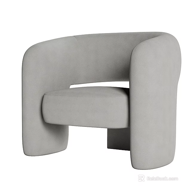Modern Single Sofa With Curved Arms Soft Fabric Upholstery And Minimalist Design 3d model 