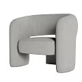 Modern Single Sofa With Curved Arms Soft Fabric Upholstery And Minimalist Design
