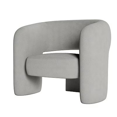 Modern Single Sofa With Curved Arms Soft Fabric Upholstery And Minimalist Design 3d model