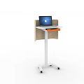 Functional Mobile Desk with Laptop White Frame Brown Panel and Orange Accent 3d model