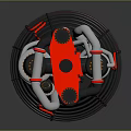 Engine With Red Top Components Black Layered Casing And Wrapped White Pipes 3d model