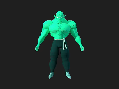 Green Skinned Muscular Game And Movie Character With White Sash Dark Pants And White Shoes 3d model