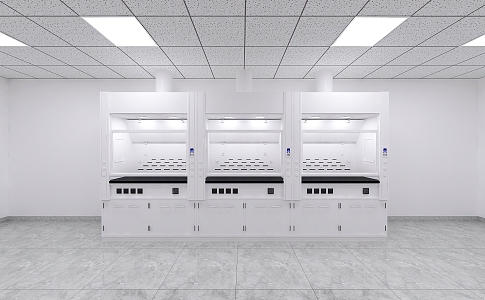 Laboratory furniture built-in socket fume hood 3d model