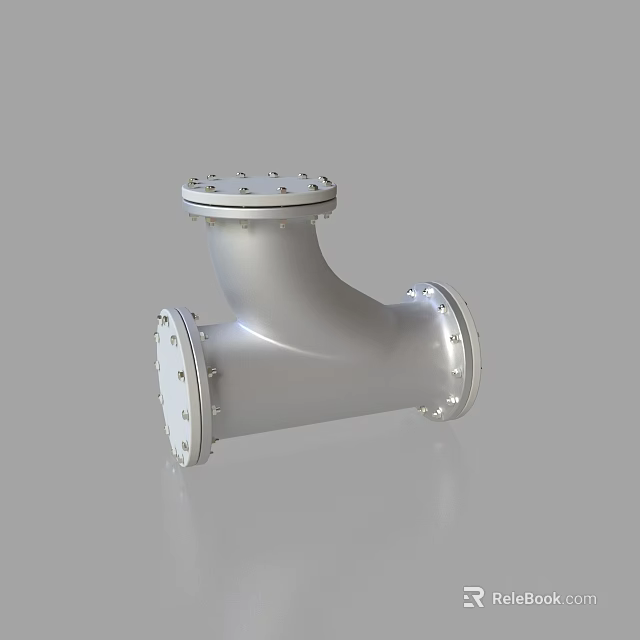 Silver Industrial Metal Y Shaped Faucet With Flange Connection And Bolts 3d model 